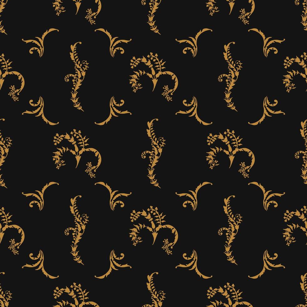 Black aster vector seamless pattern.