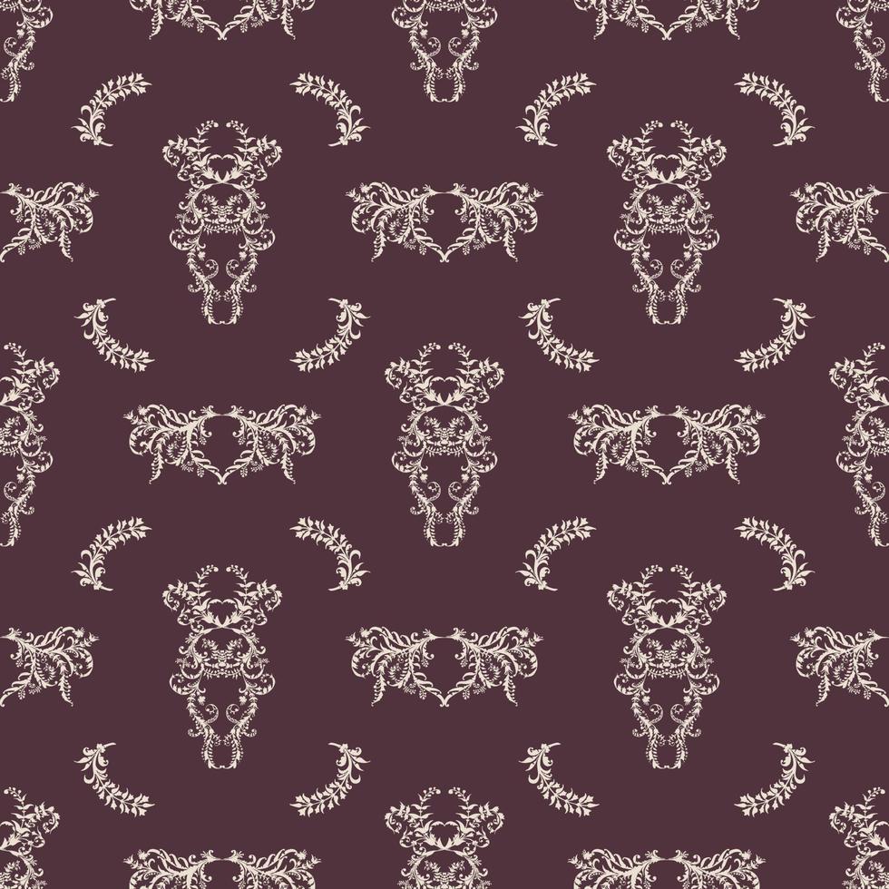 Floral seamless pattern with cotton blossom flowers, endless texture, ink sketch art. vector