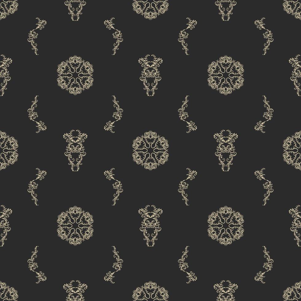 Vector illustration, of damask light gray floral pattern drawing.