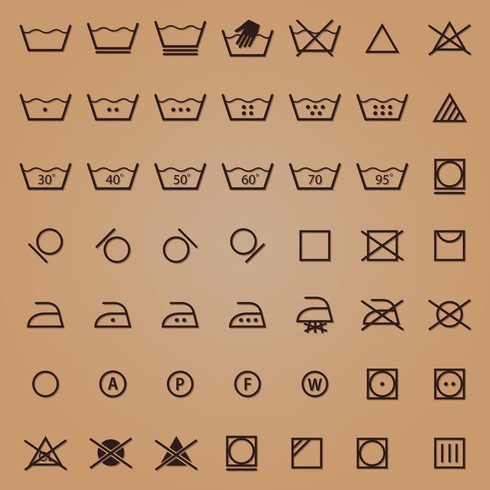 Complete set of laundry symbols. vector