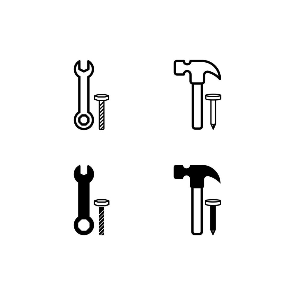 wrench and hammer icon vector