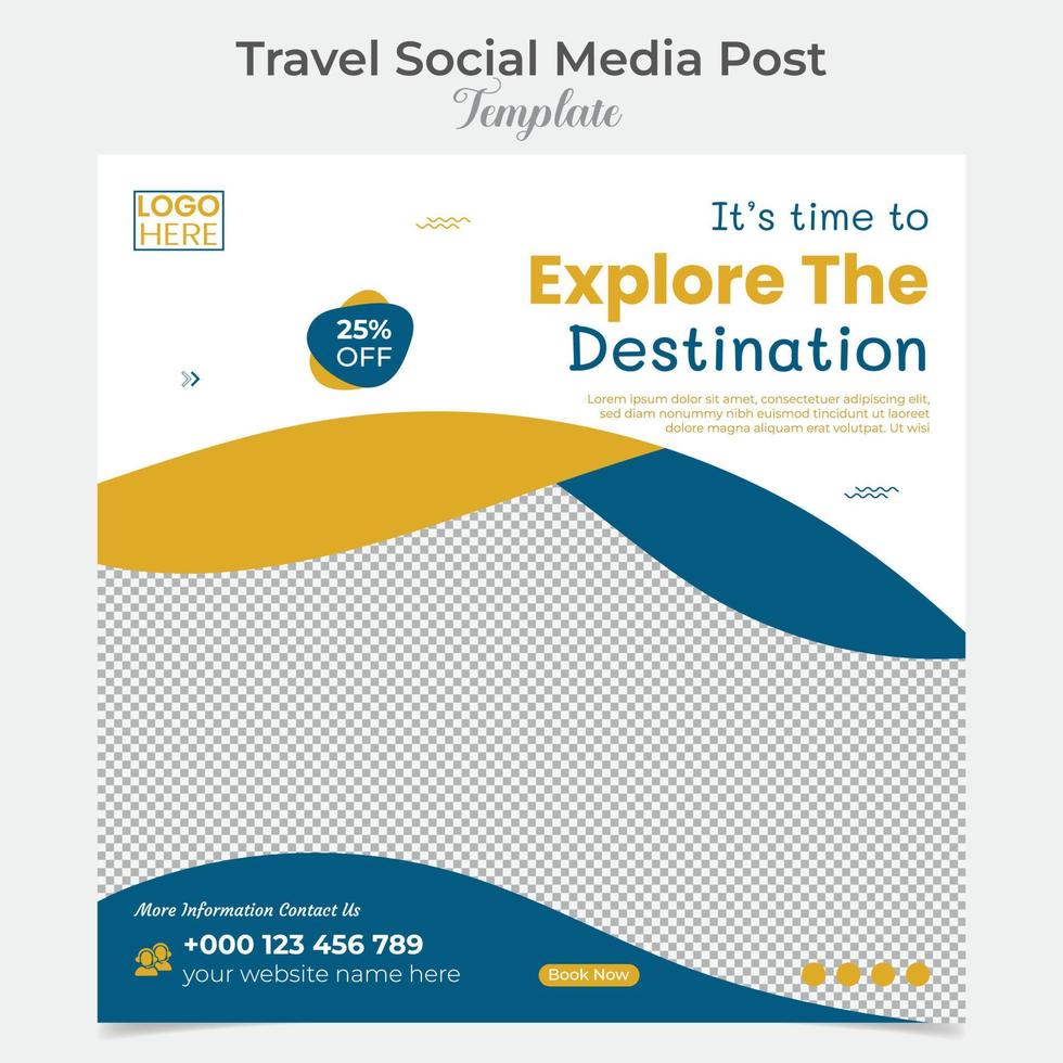 Travel and tour holiday vacation square flyer post banner and social media post template design vector