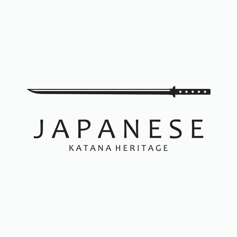 Katana Sword Flat Logo Template Vector Illustration.