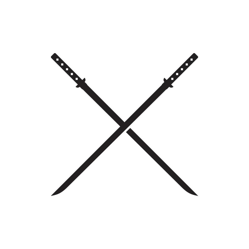 Katana Sword Flat Logo Template Vector Illustration.