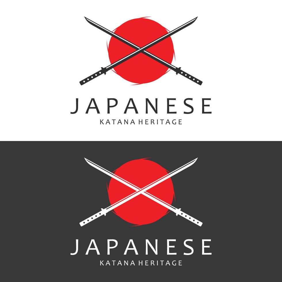 Katana Sword Flat Logo Template Vector Illustration.