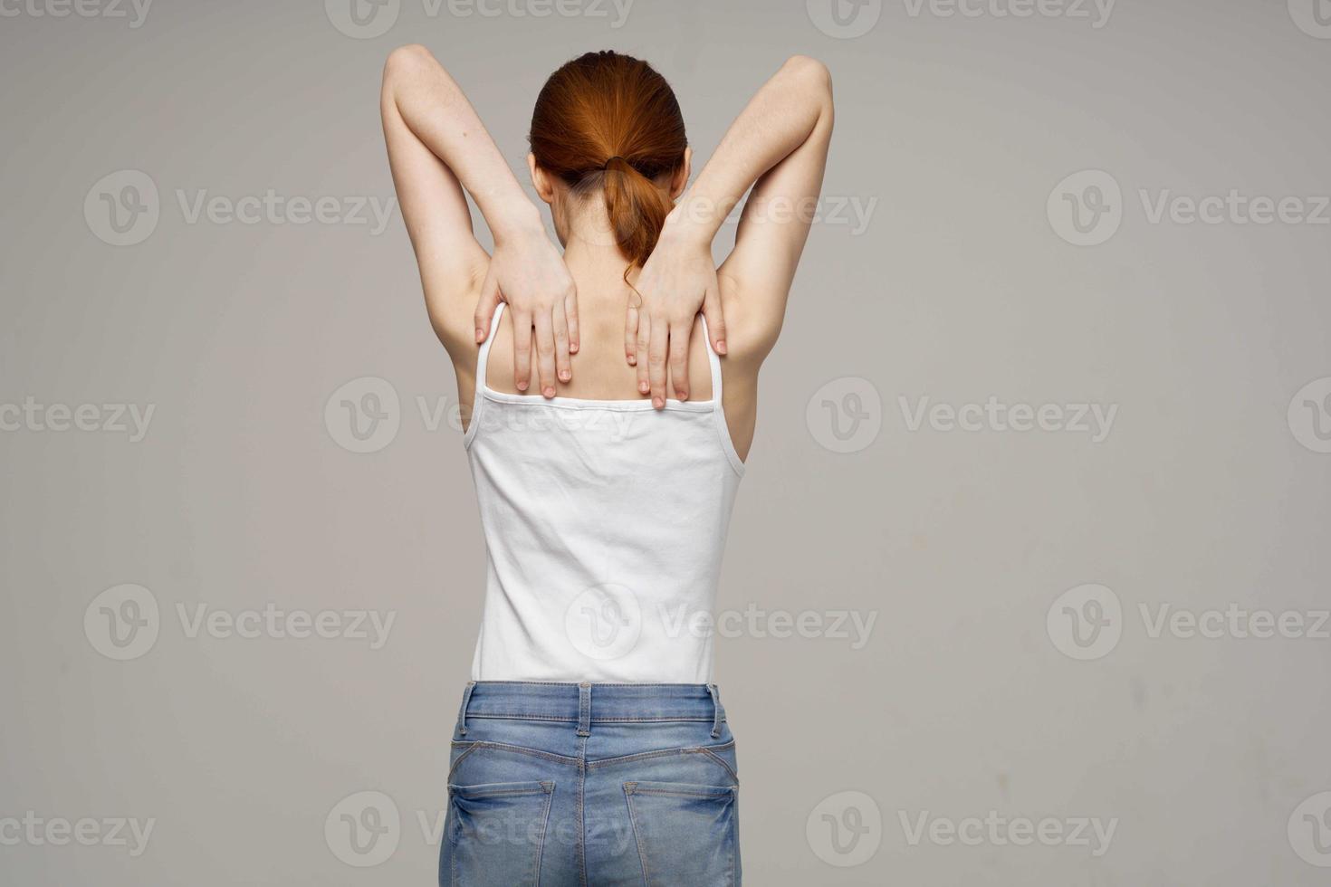 woman chiropractic rheumatism health problems isolated background photo