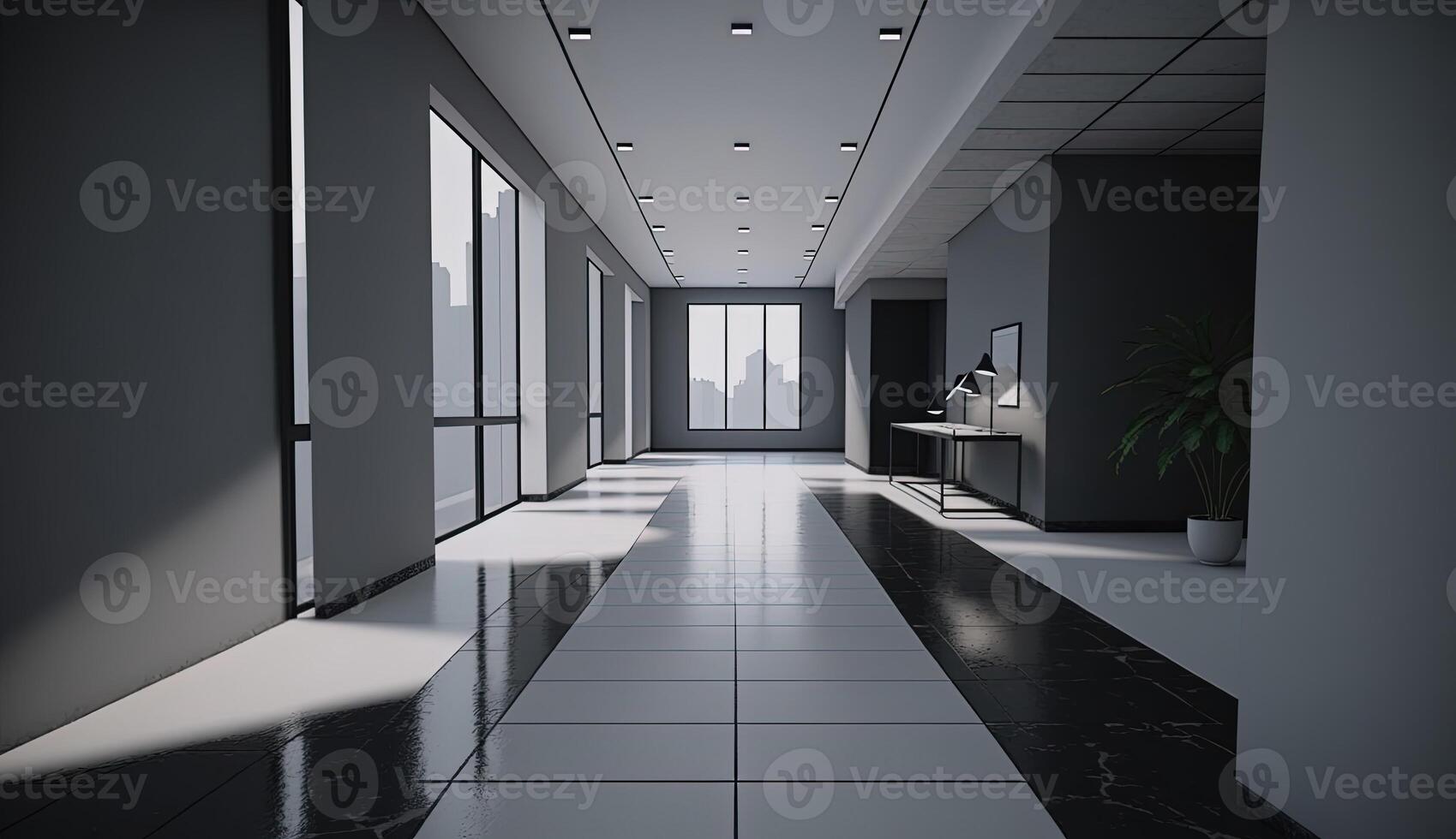 Interior of modern office hall. Generation ai photo