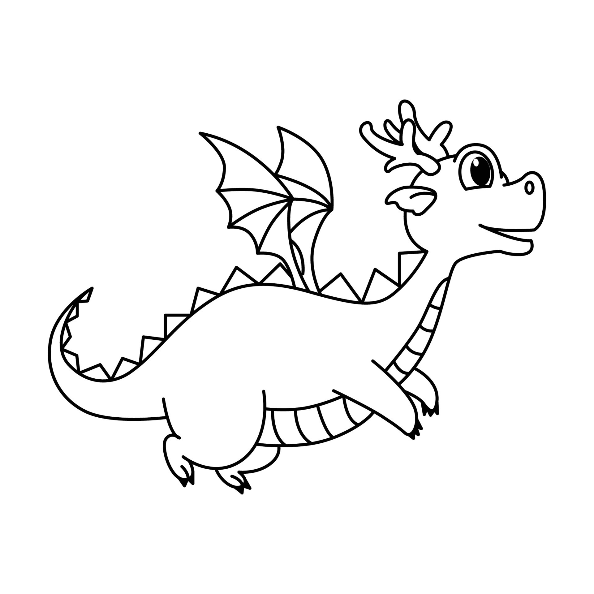 Cute dragon cartoon coloring page illustration vector. For kids