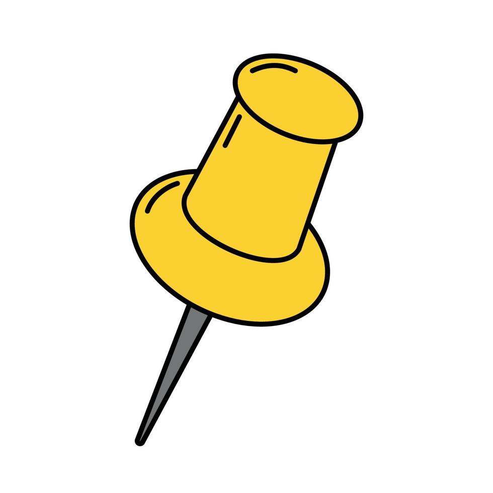 Drawing pin. Doodle style icon. vector
