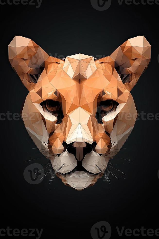 Low poly vector tiger illustration. Polygonal animal graphic design. Color filter on separate layer. Low poly style illustration of tiger. photo