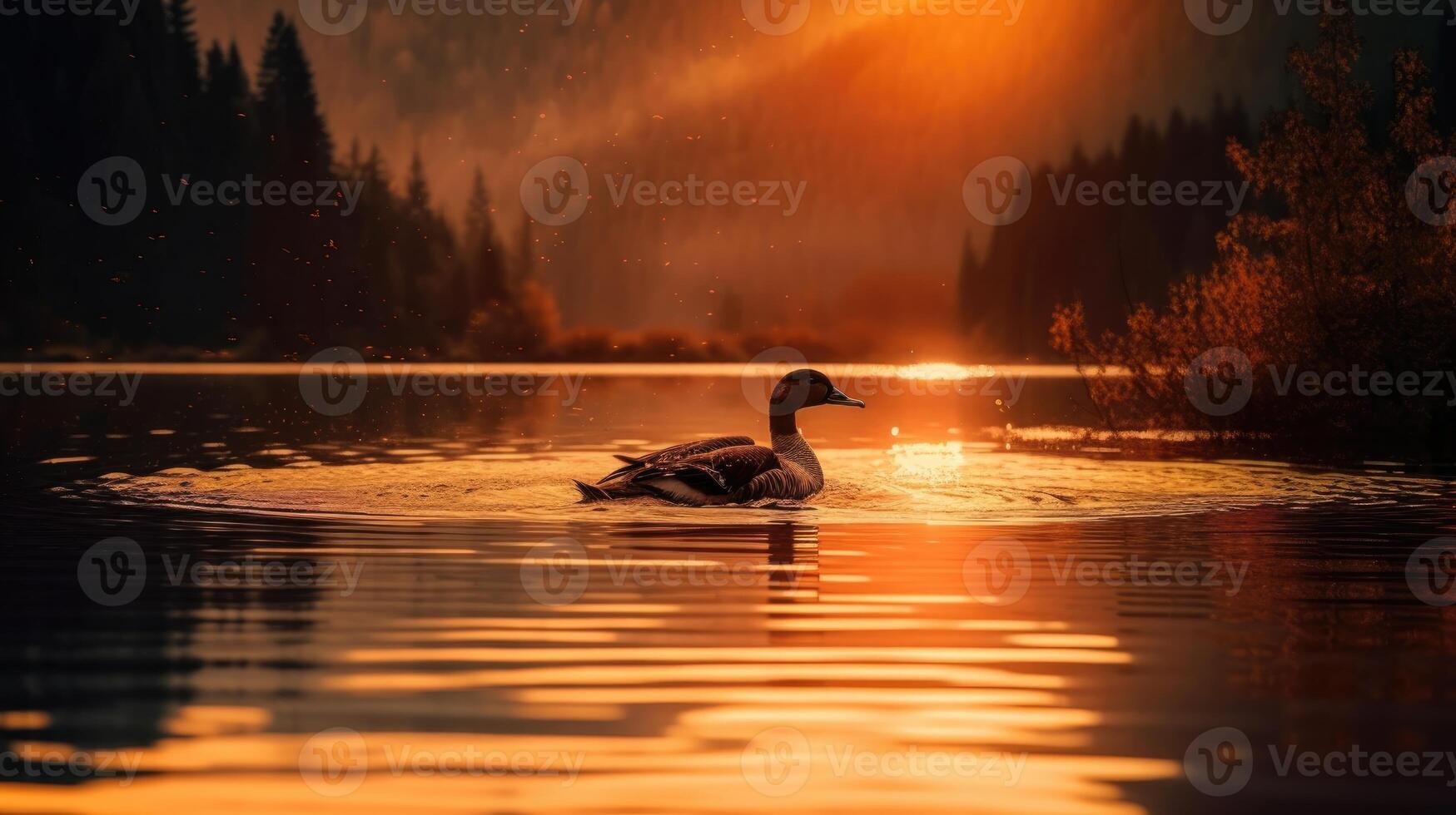 swans in mountain lake water. Beautiful mountain lake landscape. Lake in mountains. . photo