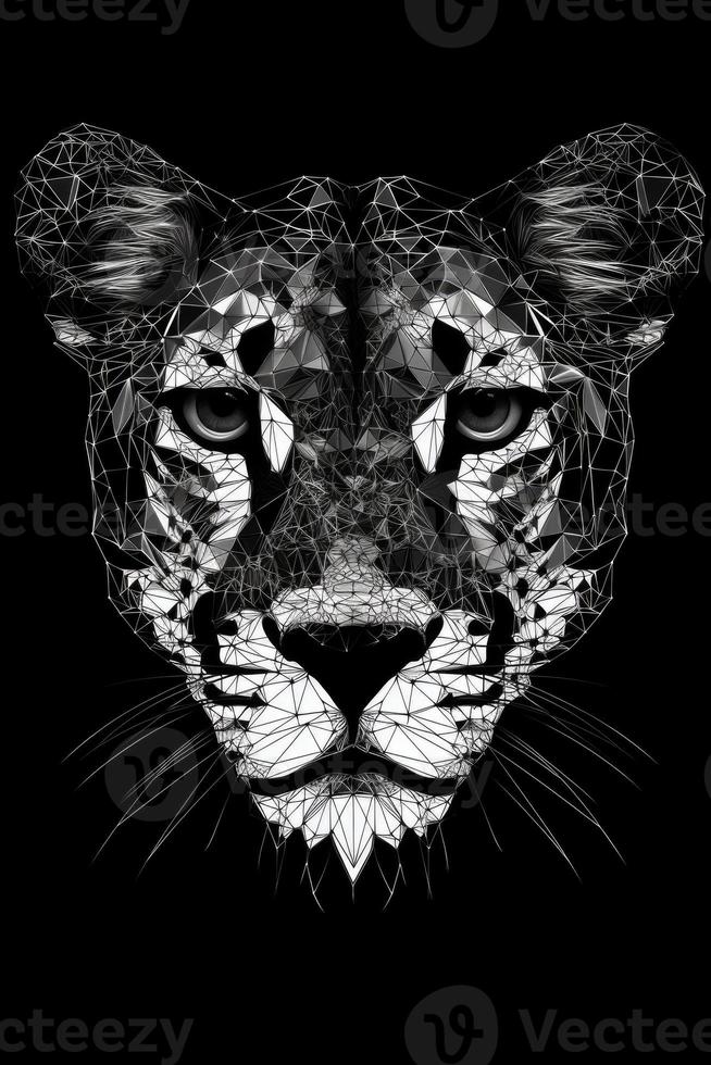 Low poly vector tiger illustration. Polygonal animal graphic design. Color filter on separate layer. Low poly style illustration of tiger. photo