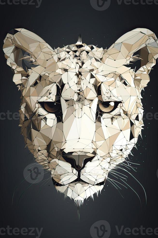 Low poly vector tiger illustration. Polygonal animal graphic design. Color filter on separate layer. Low poly style illustration of tiger. photo