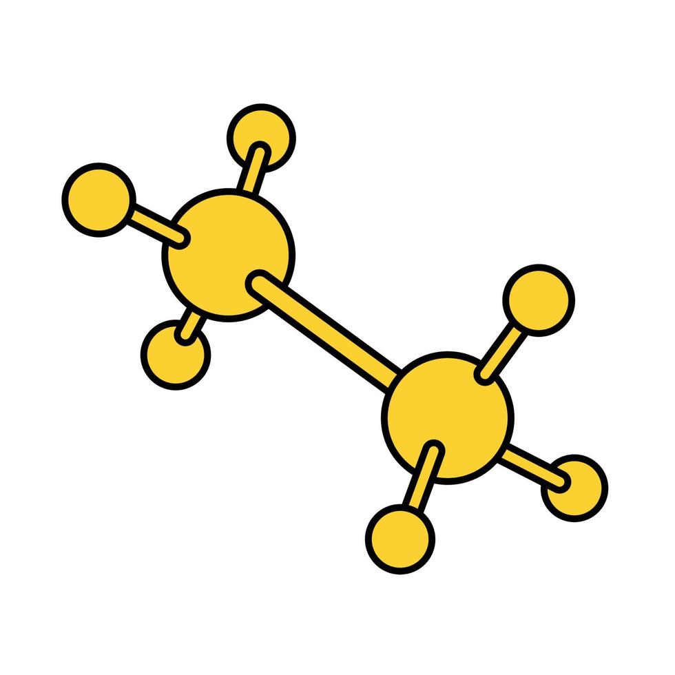 átomo, complejo volumétrico molécula estructura. garabatear estilo icono. vector