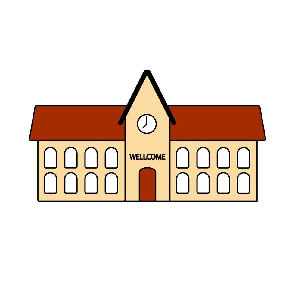 School building. Doodle style icon. vector