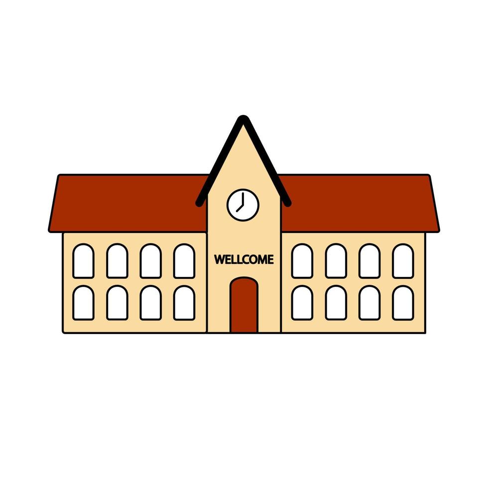 colegio edificio. garabatear estilo icono. vector