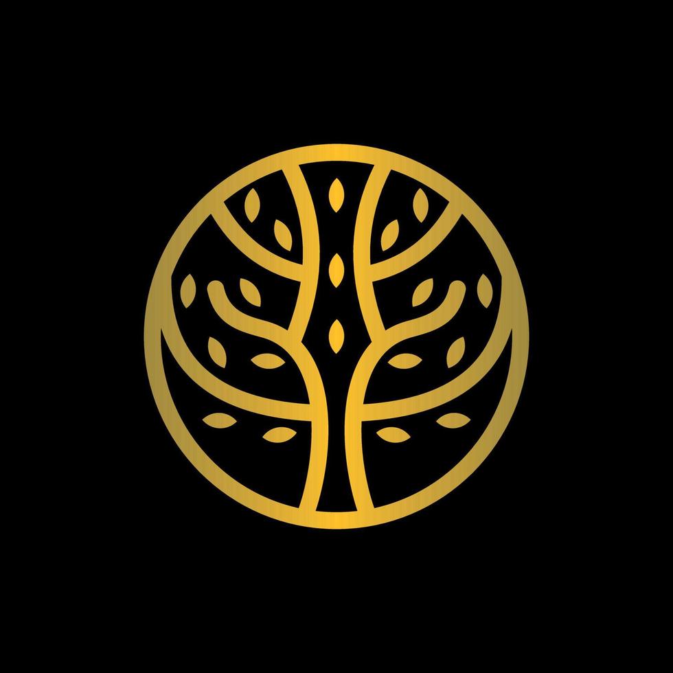 Tree leaf nature luxury line modern logo vector