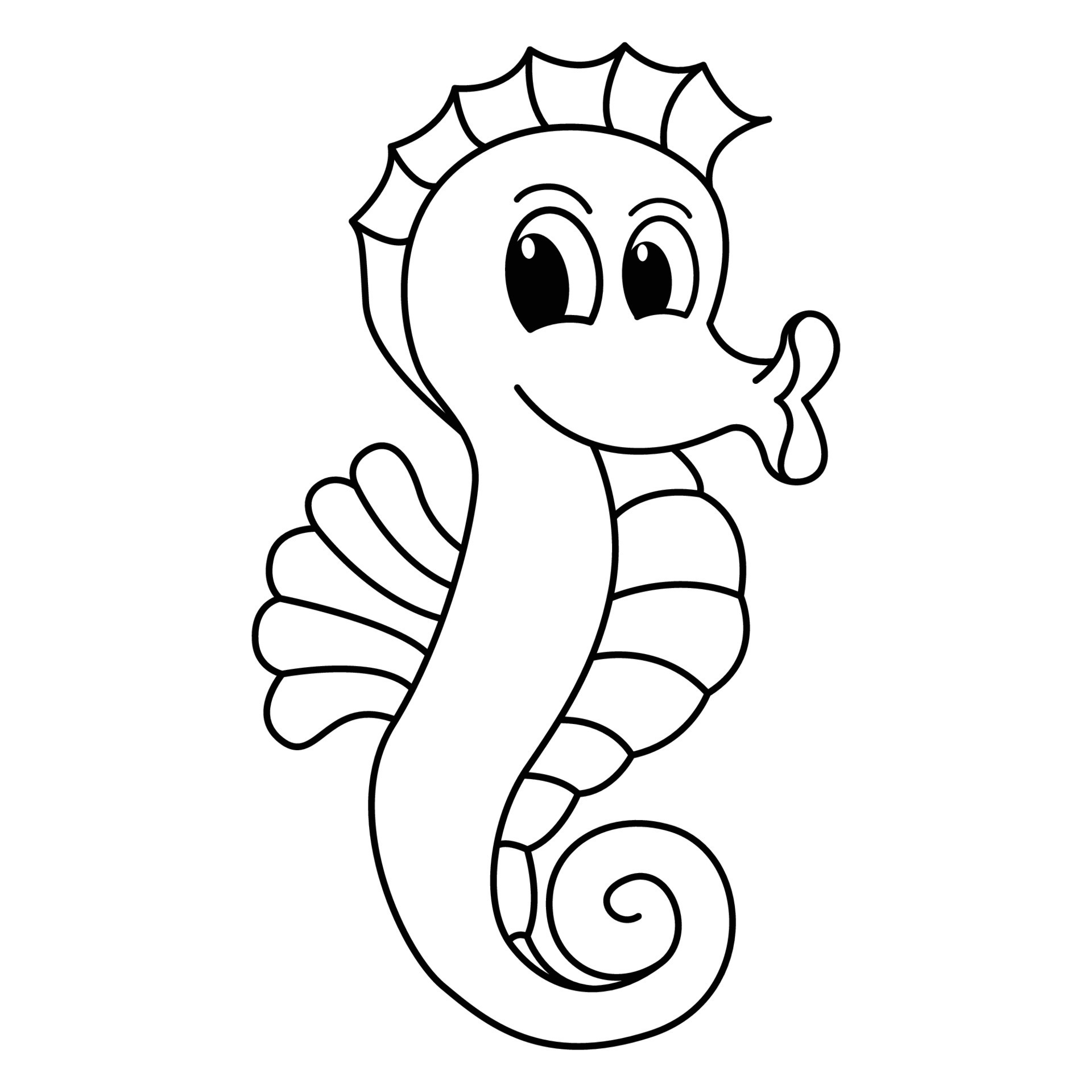 Seahorse fish cartoon coloring page illustration vector. For kids ...