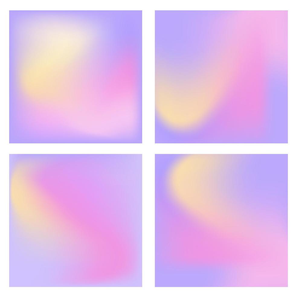 Set of blur gradient backgrounds in y2k pink and lilac colors. Unfocused backdrops for covers, wallpapers, branding, business cards, social media. Vector illustration.