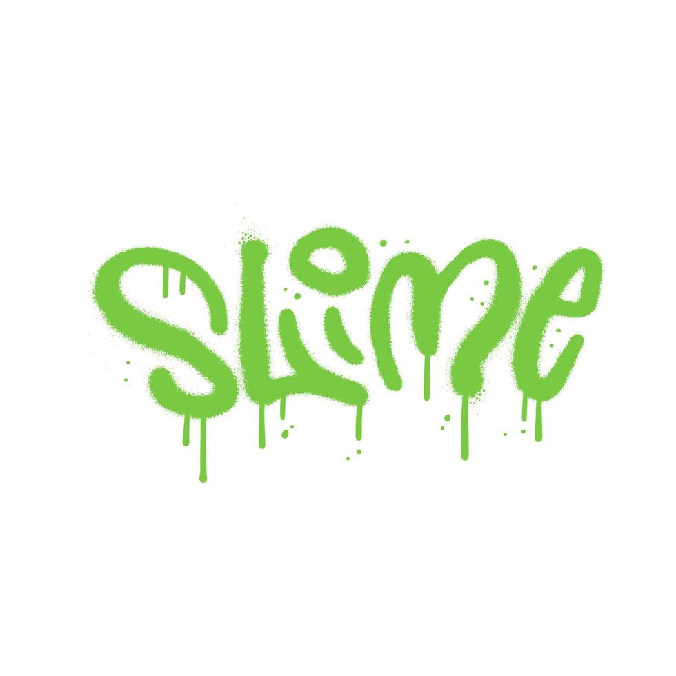 Slime - urban graffiti word inscription in y2k grunge style . Paintbrush spray and calligraphy text. Vector textured illustration