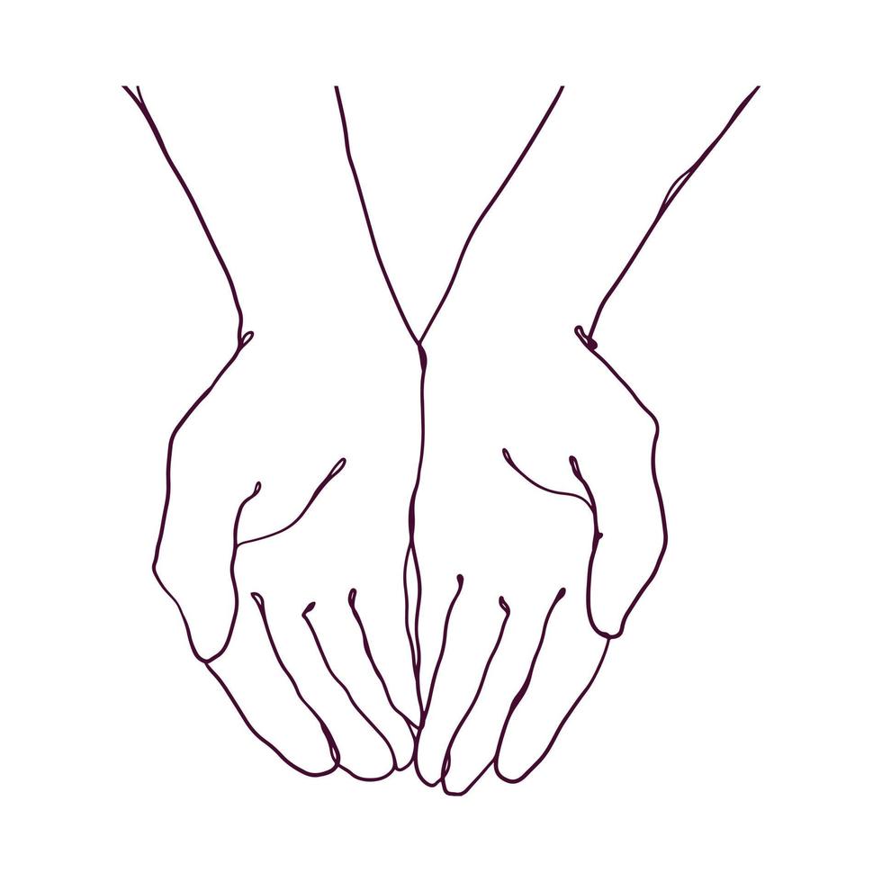 one line hands giving illustration vector