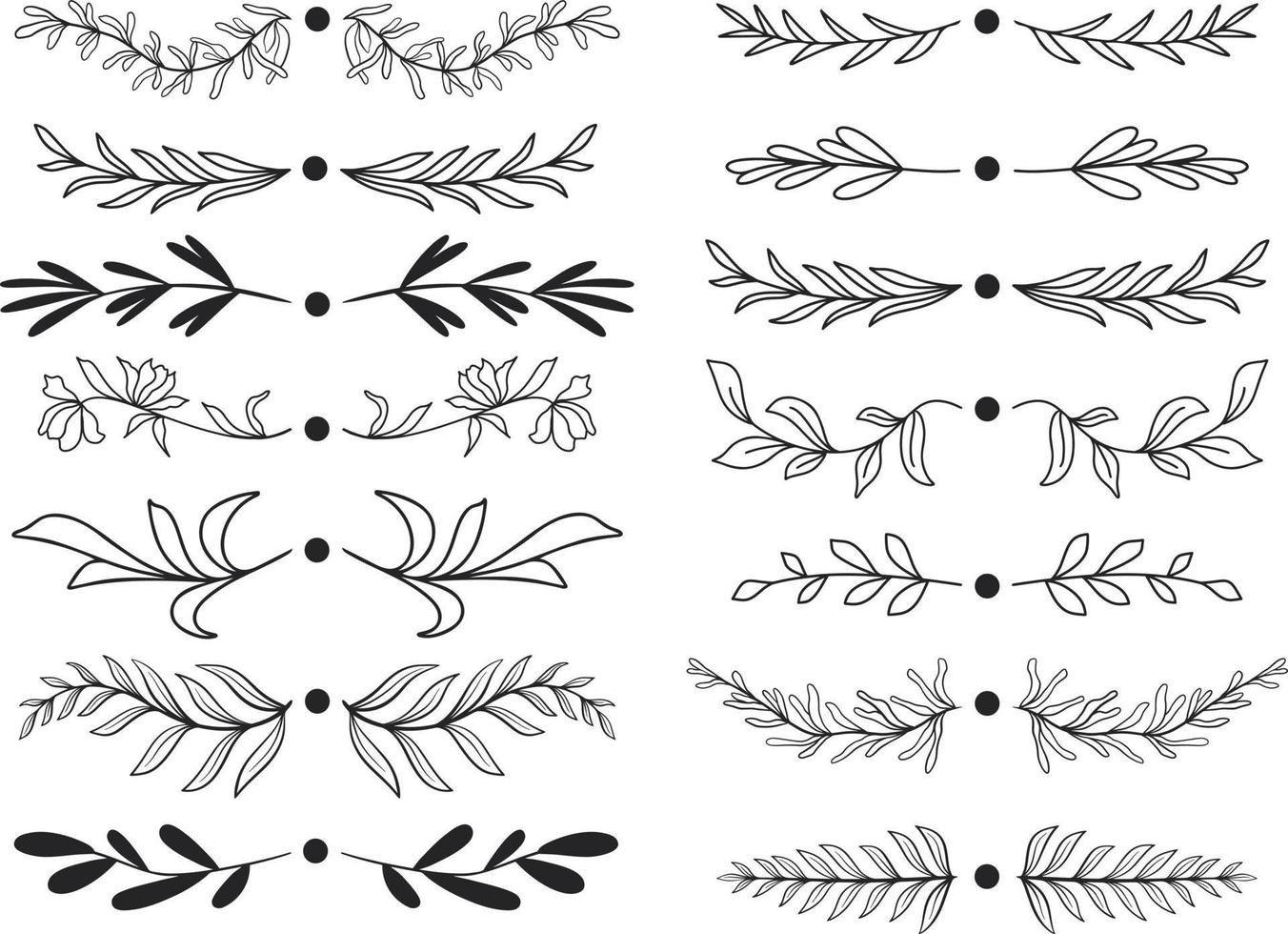 Set of botanical text dividers vector