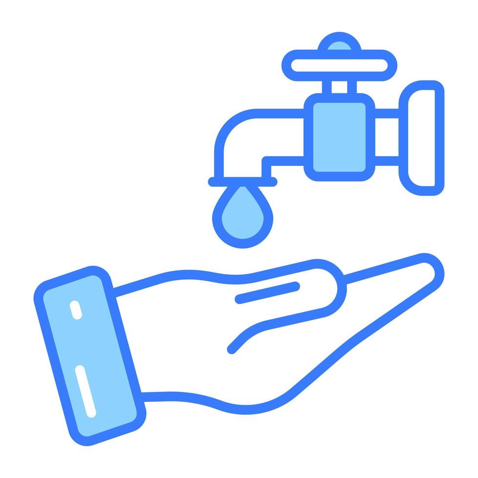 mano con agua grifo demostración concepto de ablución vector, fácil a utilizar icono vector