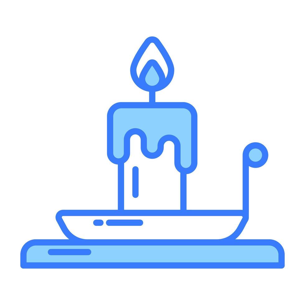 Vector of Burning candle on plate in modern style, creatively designed icon