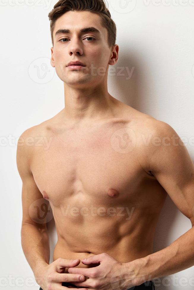 male topless muscular abs attractive look glamor model photo