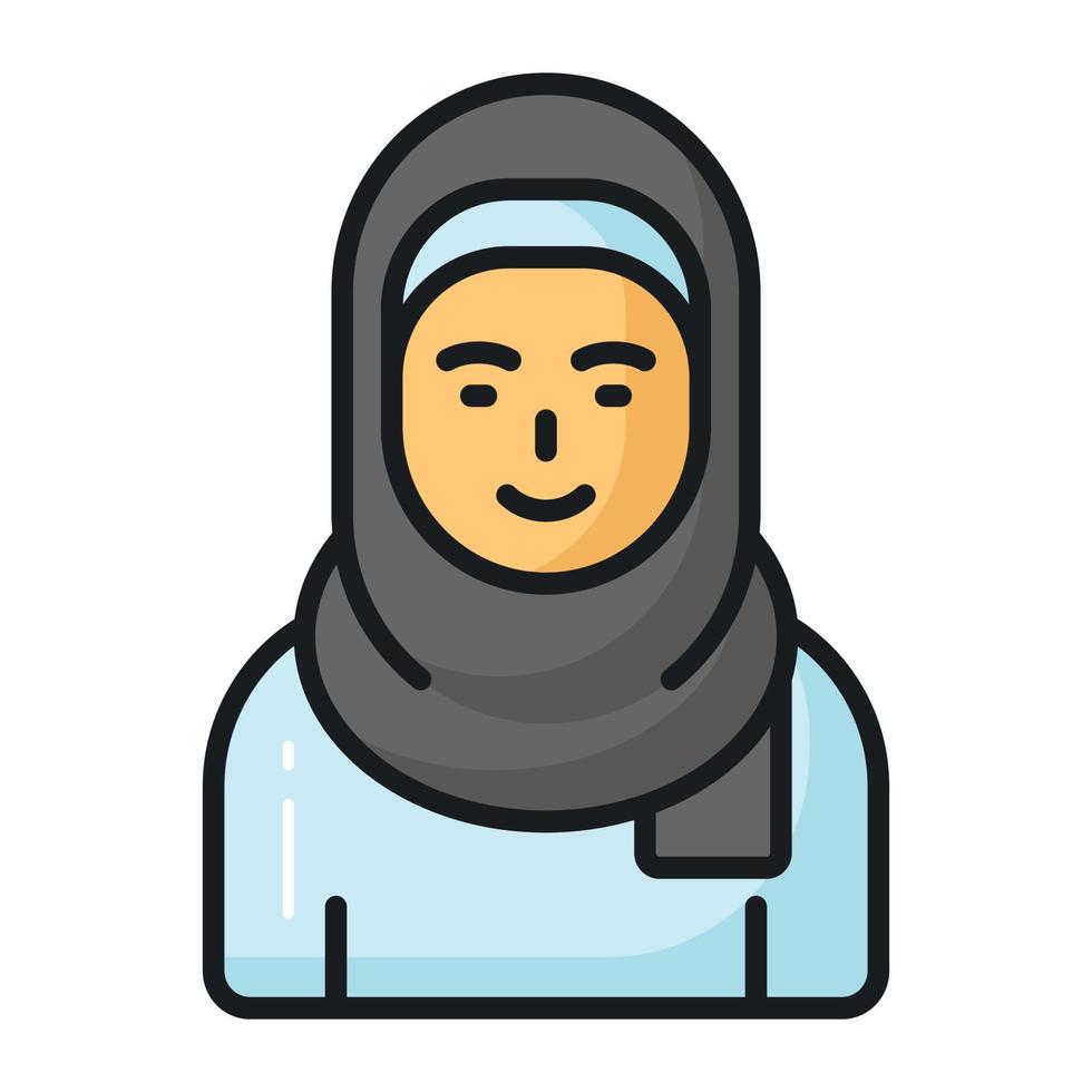 Woman wearing hijab showing vector of muslim woman, premium icon