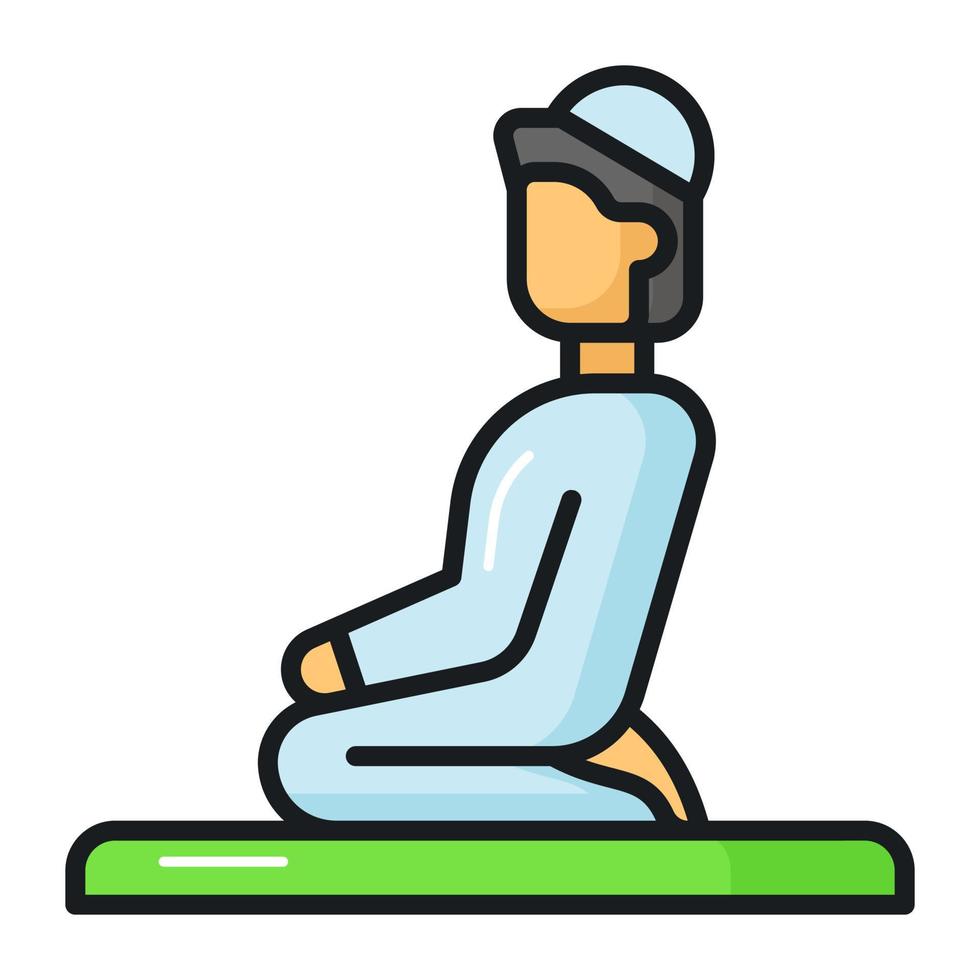 A muslim man offering salat, concept icon of praying namaz vector