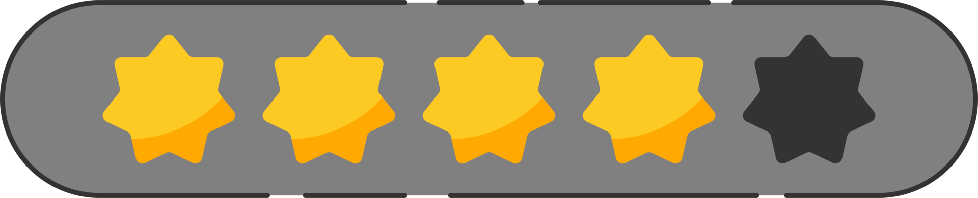 Rating star badge with gold stars and numbers png