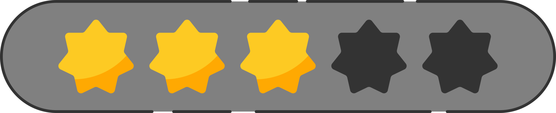 Rating star badge with gold stars and numbers png