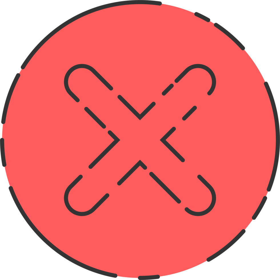 Rejected cross mark icon in flat style png