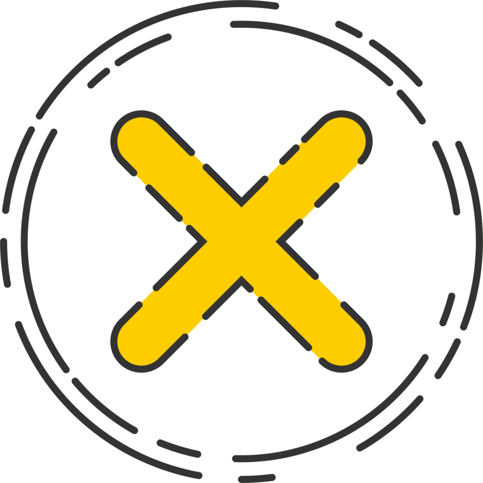 Rejected cross mark icon in flat style png