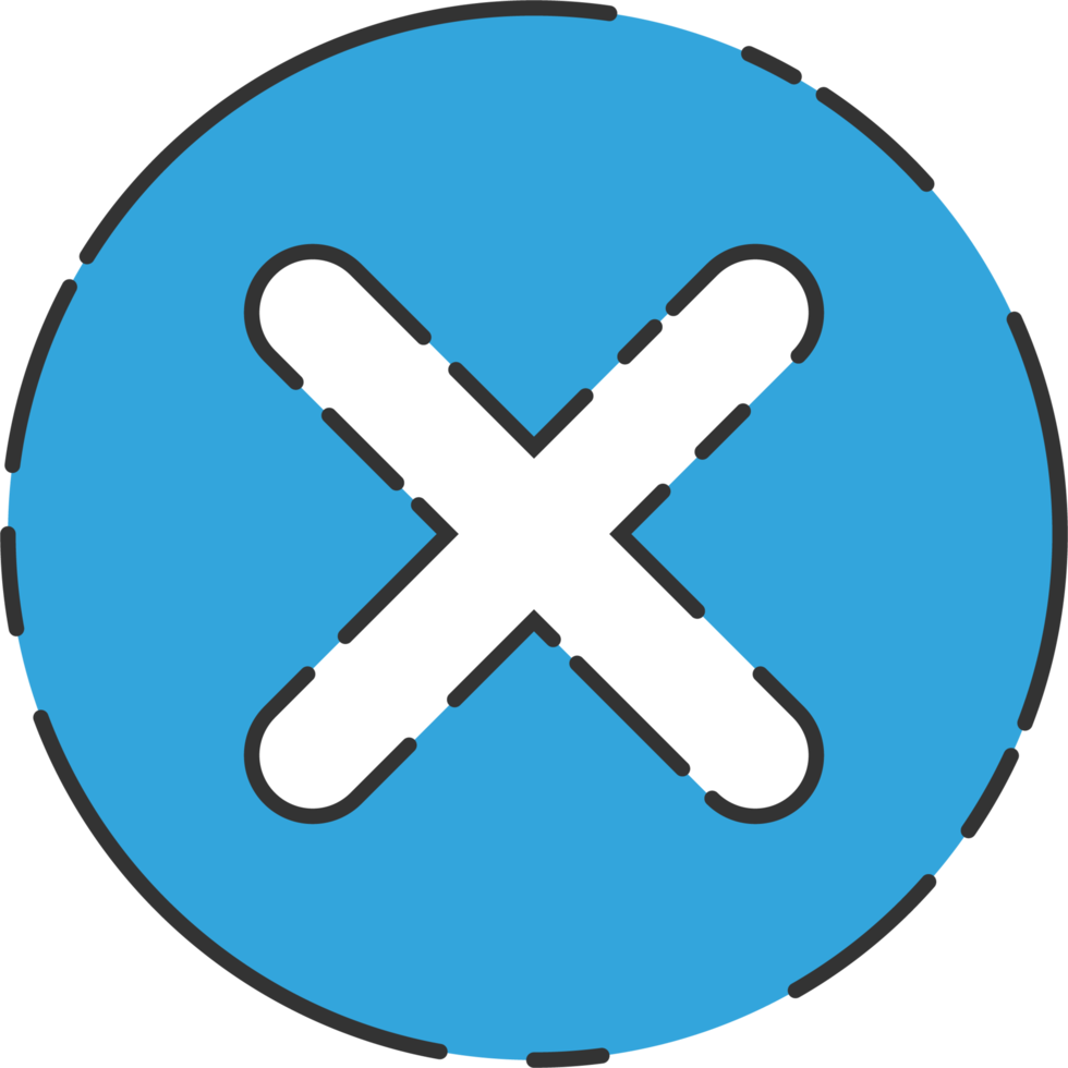 Rejected cross mark icon in flat style png