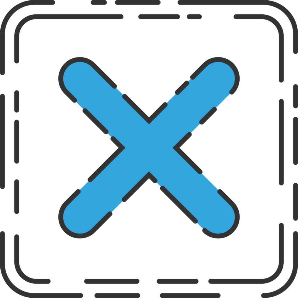 Rejected cross mark icon in flat style png