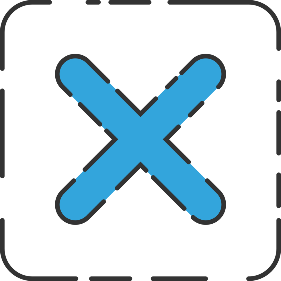 Rejected cross mark icon in flat style png
