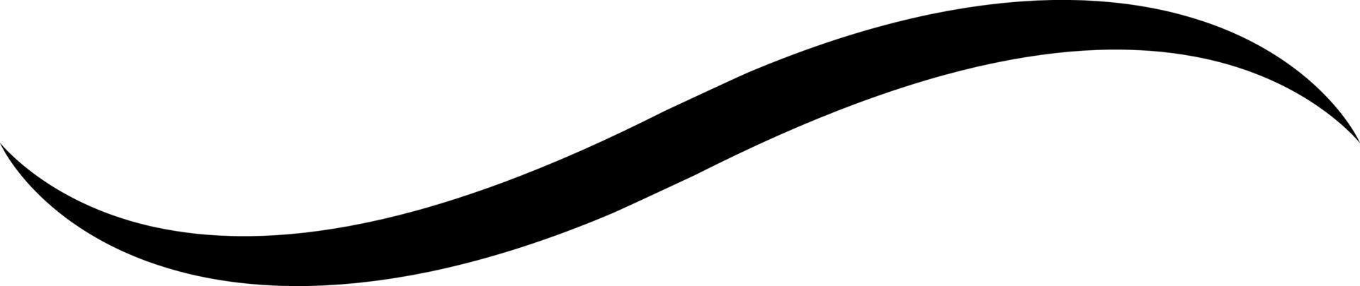 Curved calligraphic line, strip, ribbon like road element vector