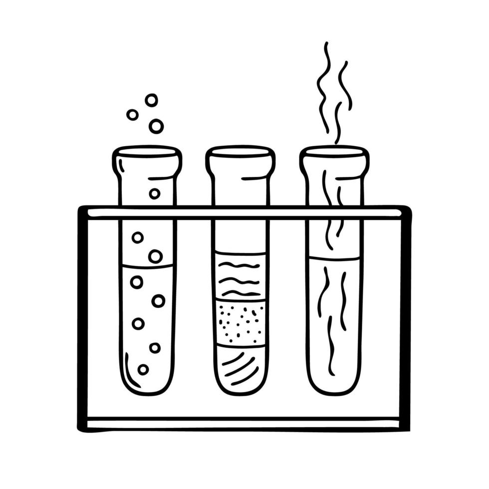 Three test tubes on a stand vector