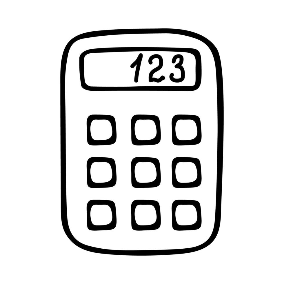 Calculator doodle icon vector