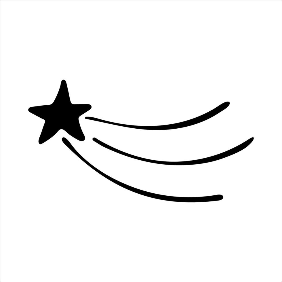 Shooting star. Comet. doodle icon vector