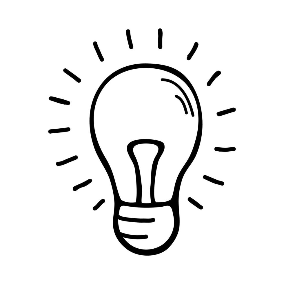 Light bulb. Idea doodle icon vector