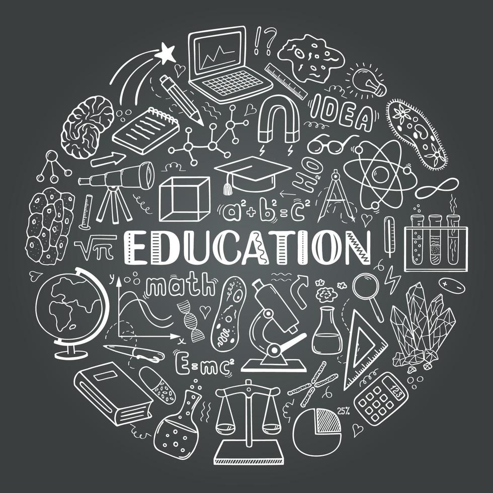 Education. Round concept of vector hand drawn elements.