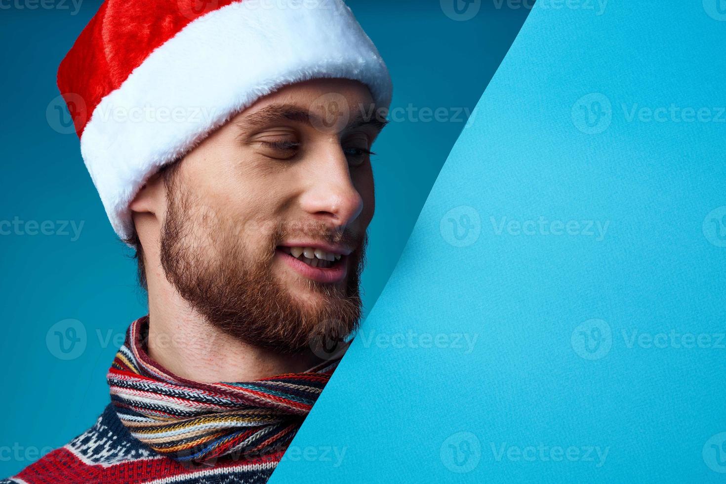 Man with Santa hat photo