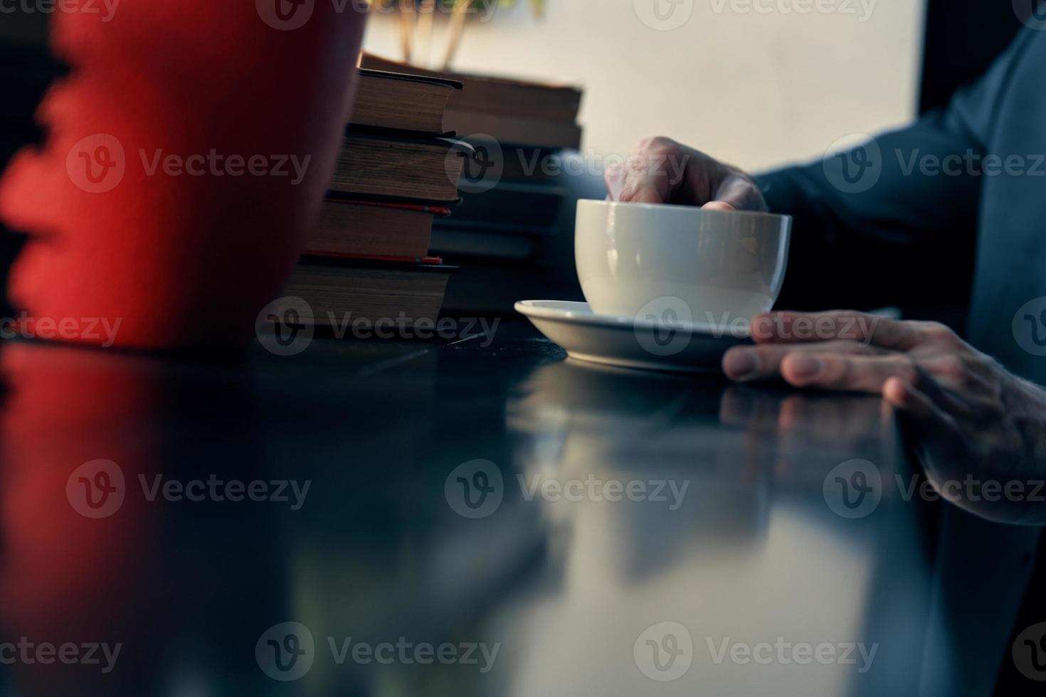 business man in a suit sitting in a cafe leisure manager finance photo