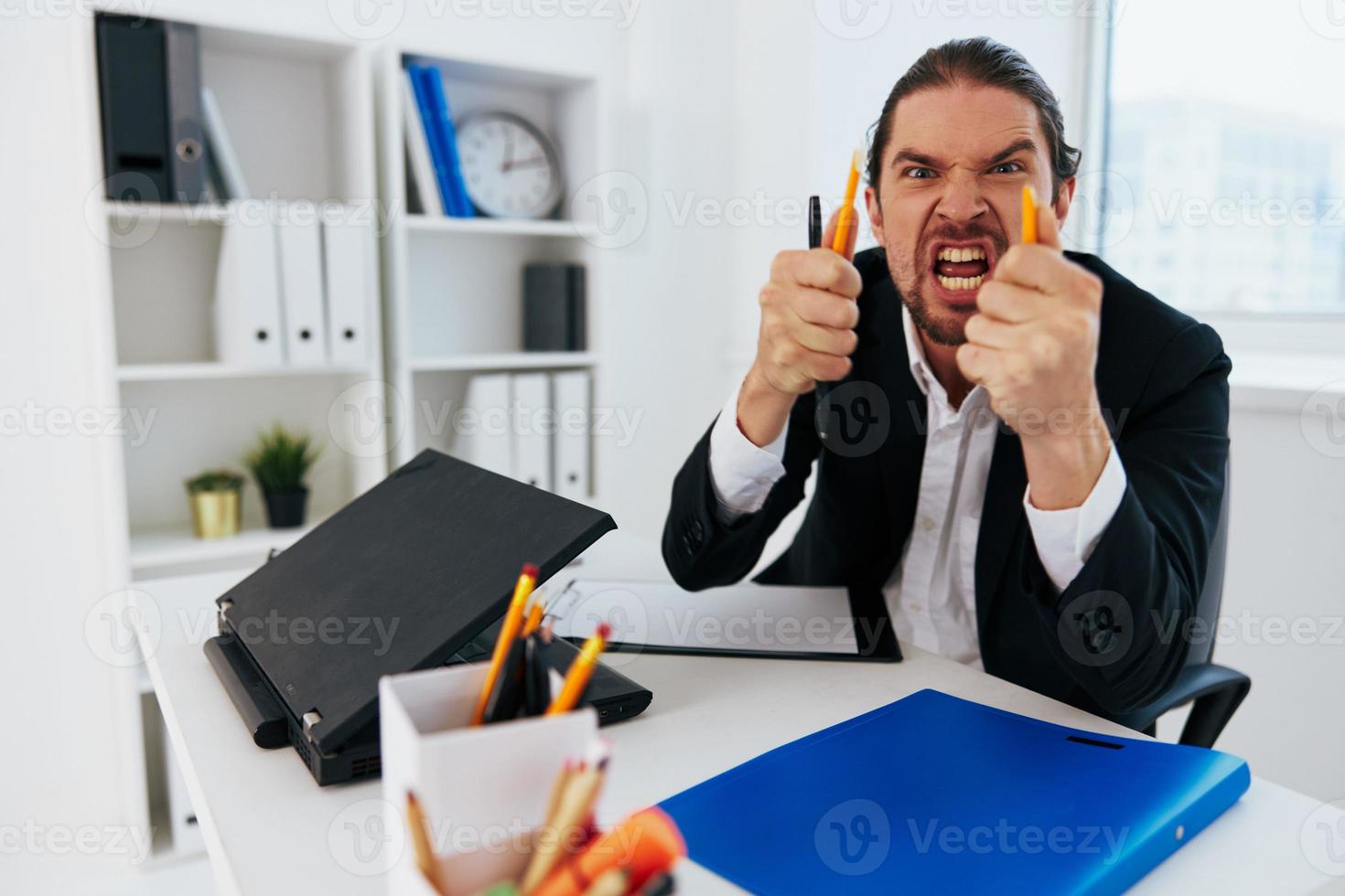 manager office work blue document folder boss photo