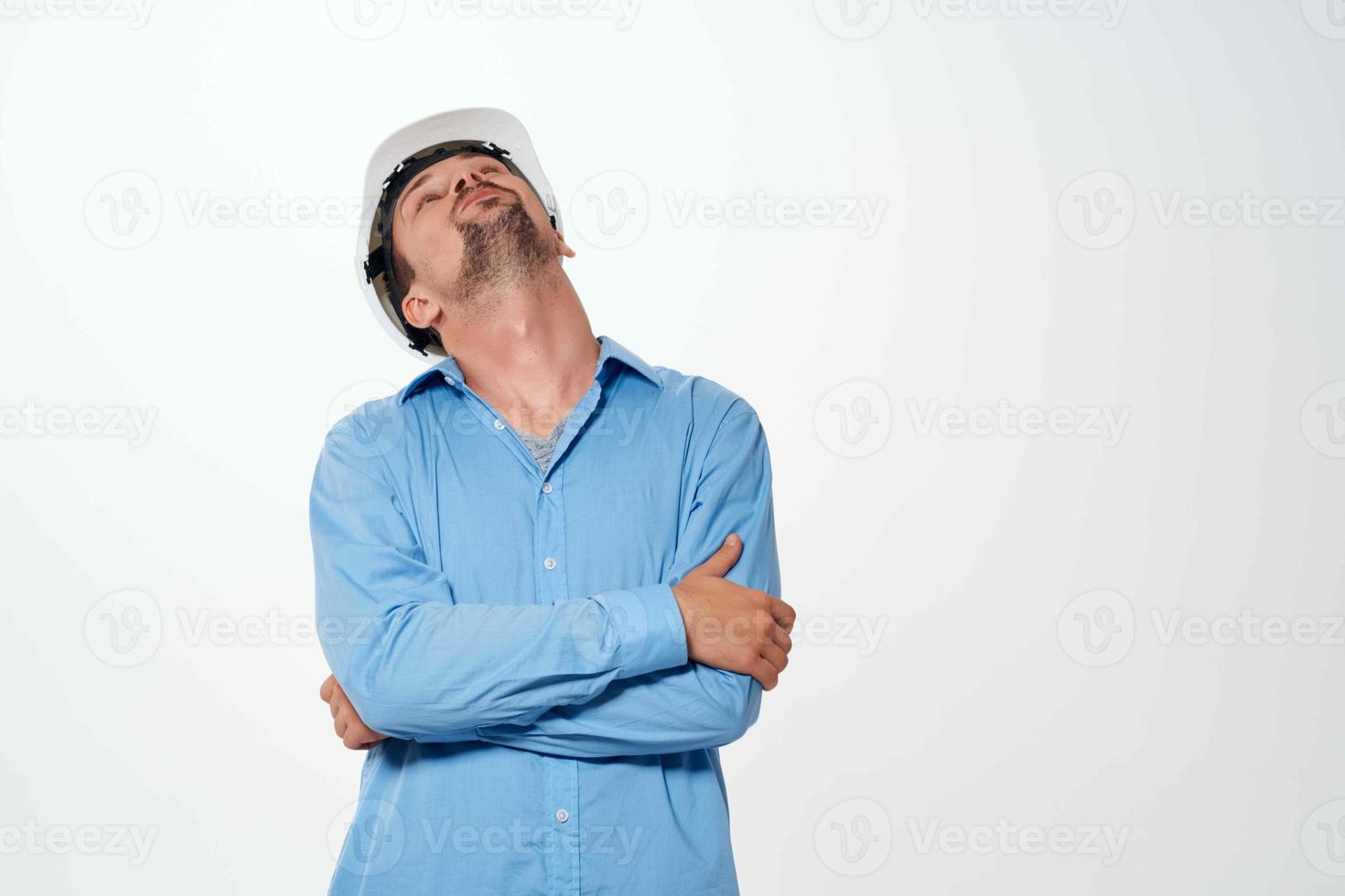 worker male engineer construction white helmet photo