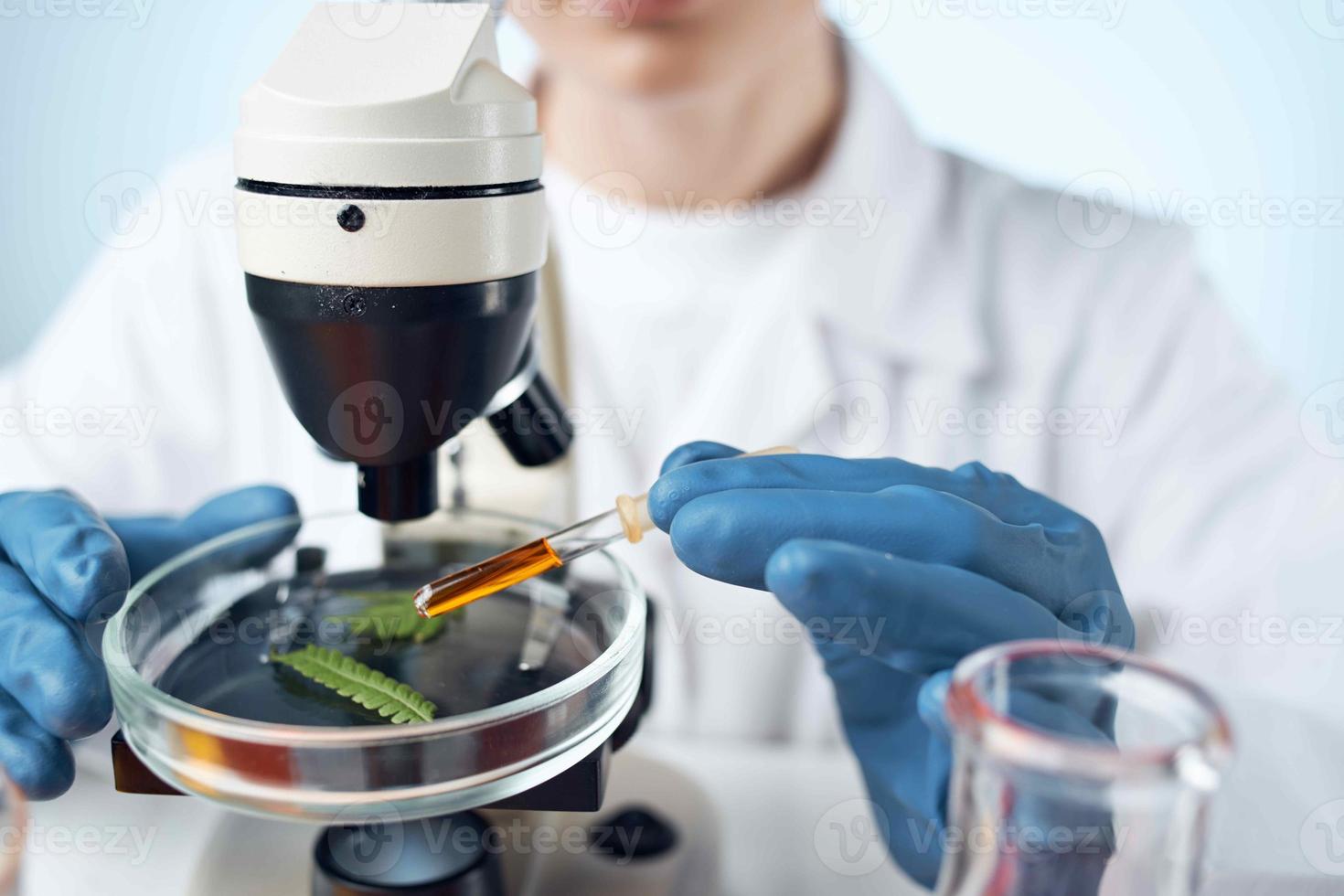 female lab technicians microscope research professional medicine science photo