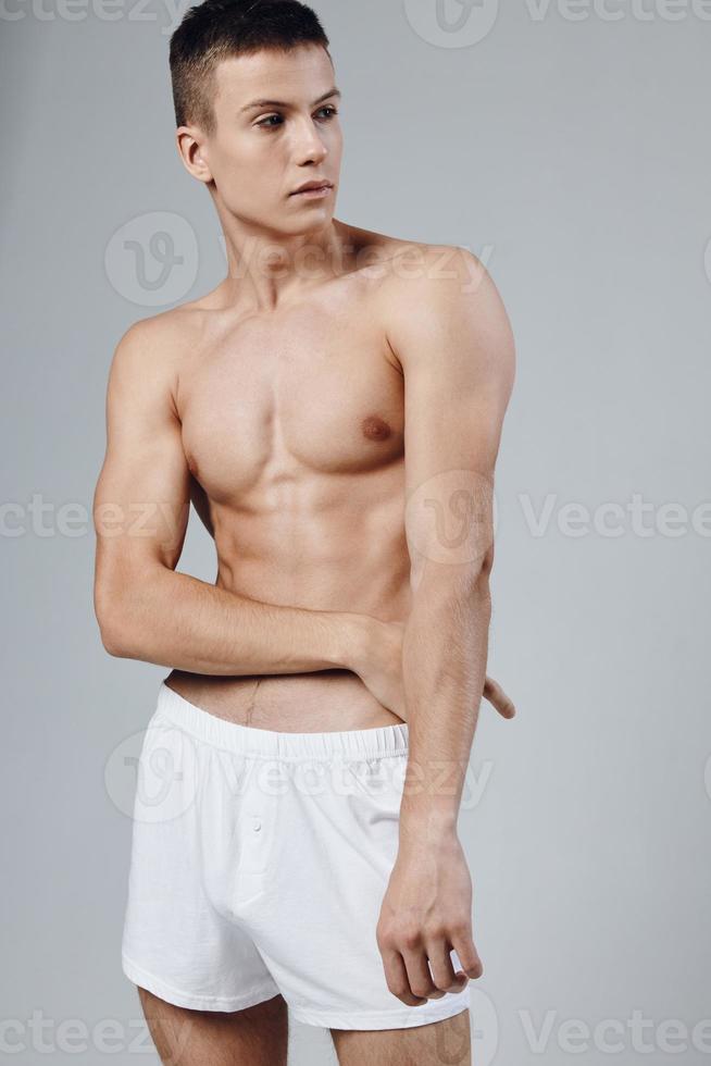 athlete white shorts pumped up torso lifestyle fitness photo